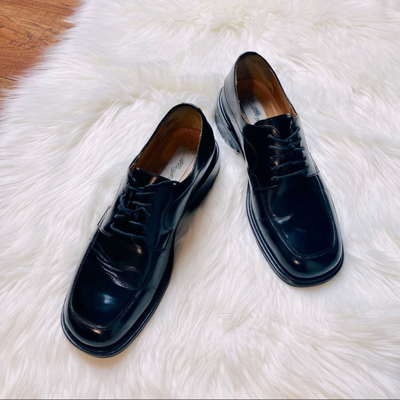 Mezlan Men’s Black Dress 100% Leather Oxford Hand Made Shoes Size 7 1/2 M EUC - Picture 1 of 13